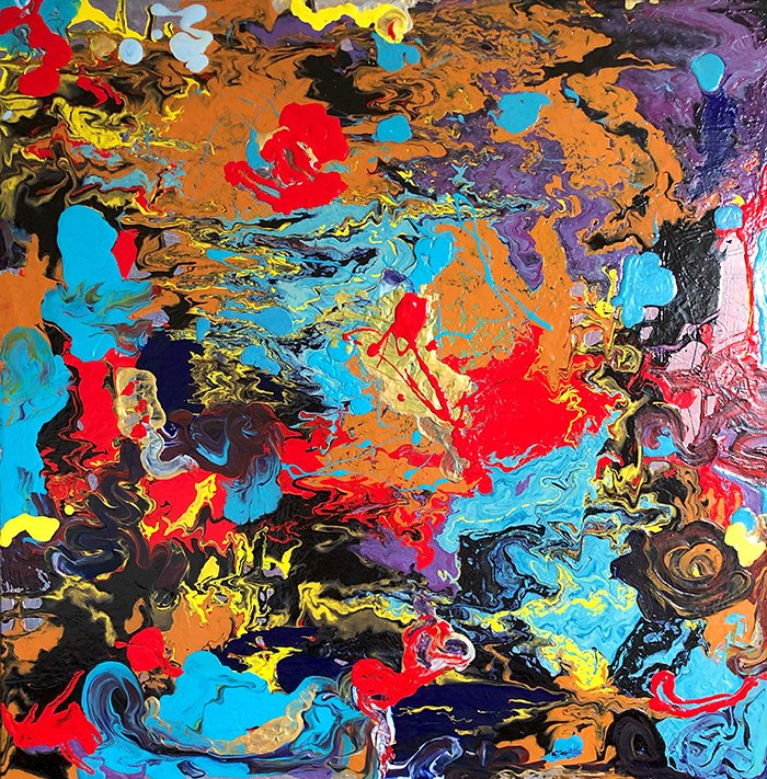 Acqua Calda - farverigt abstrakt maleri til salg